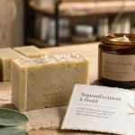 Artisans savonniers : savon artisanal à froid sur plan de travail