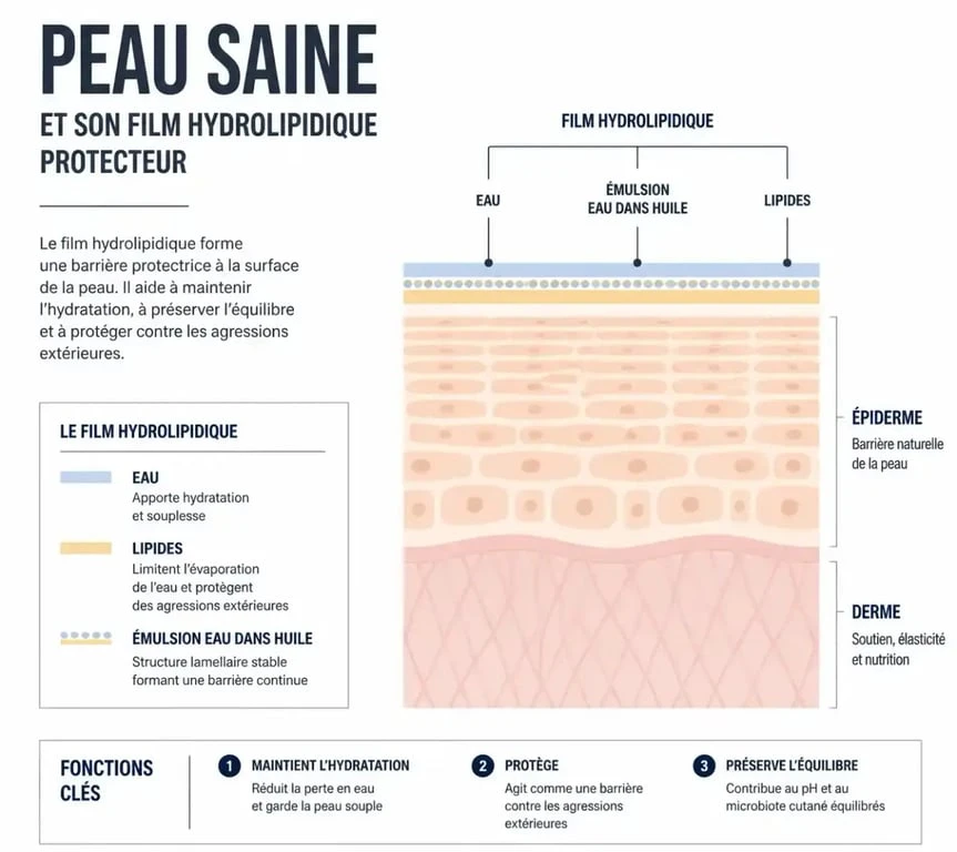 Schéma du film hydrolipidique protecteur de la peau