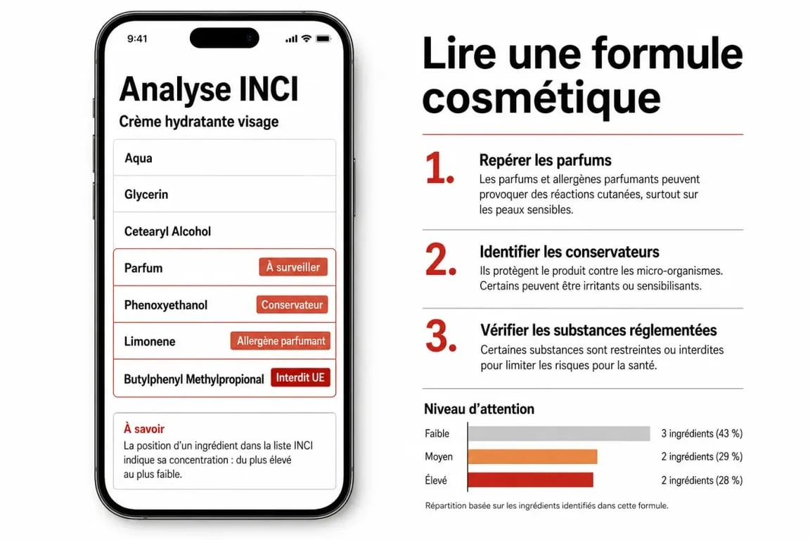 Lecture de la composition INCI avec une application clean beauty sur smartphone