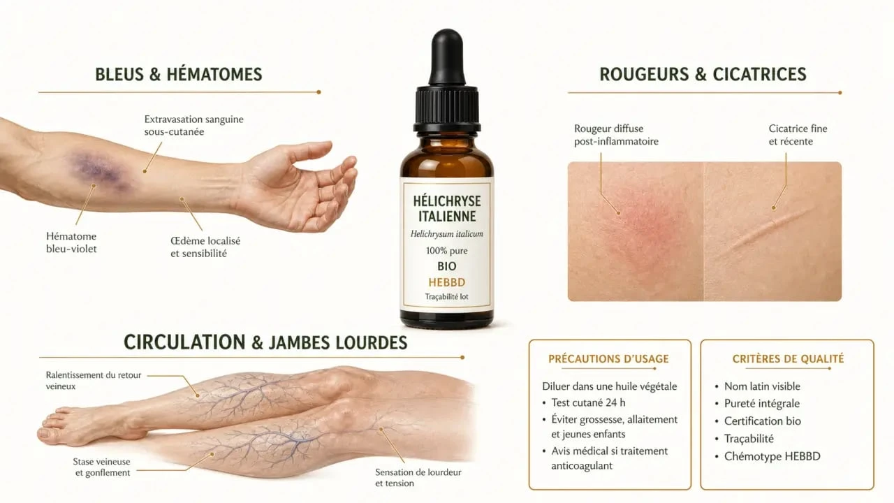 Huiles essentielles hélichryse : usages, précautions et critères de qualité