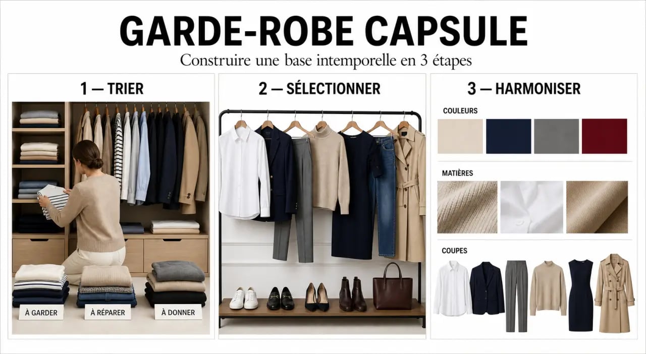 Comment construire une garde-robe capsule intemporelle et élégante : tri du dressing et sélection de basiques polyvalents