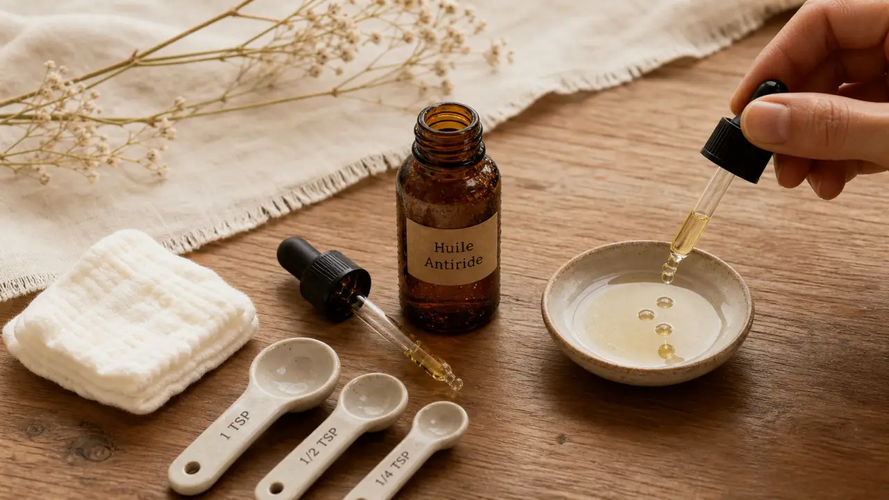 Huile antiride : 3 à 5 gouttes sur une coupelle