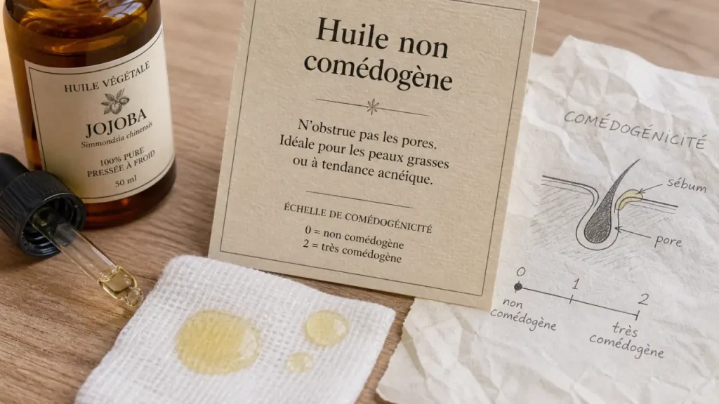 Huile non comédogène : l’indice de 0 à 2, les peaux grasses et les erreurs à éviter