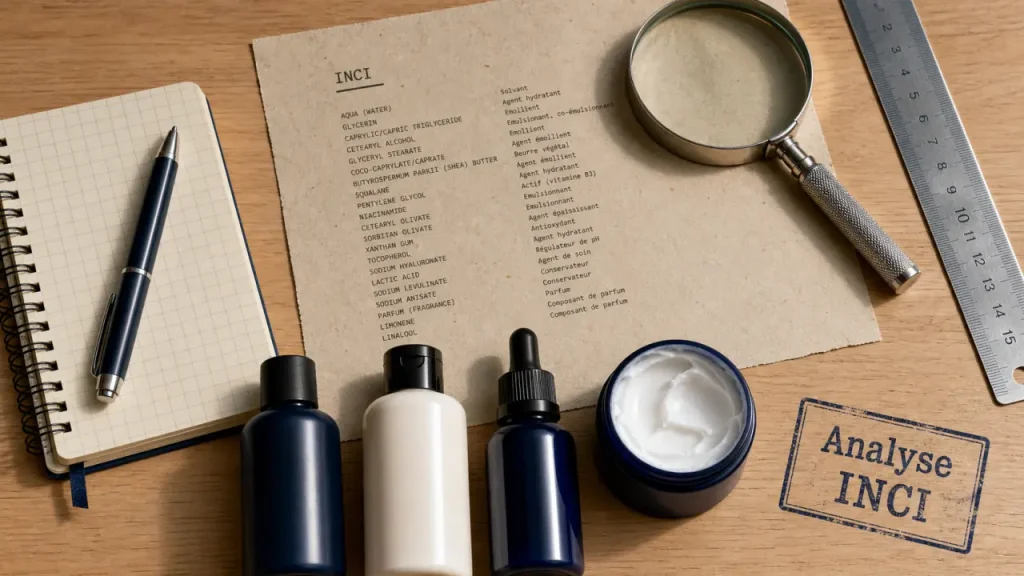 Lire les ingrédients cosmétiques : comprendre l’INCI, la fonction et le risque