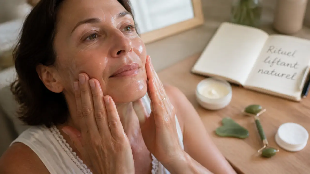 Lifting du visage naturel : auto-massage du visage avec gua sha et rouleau de jade