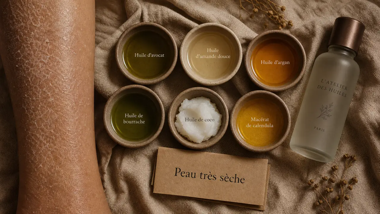 Quelle huile pour le corps peau très sèche : 6 huiles en coupelles, peau sèche et film nourrissant sans effet gras