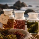 Cosmétique marine Bretagne : bocaux d’eau de mer et extraits d’algues pour la peau