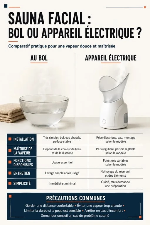 Comparaison entre sauna facial au bol et appareil électrique
