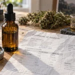 Huile cbd sans thc origine : flacon et certificat CoA